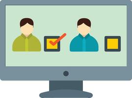 A computer screen with two people on it vector