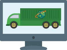 A truck with a globe on the side of it vector