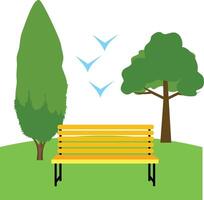 A park bench with a tree and birds vector