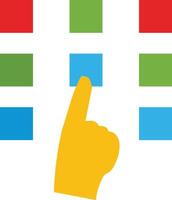 A hand pointing at a colorful square vector