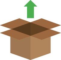 An open box with an arrow pointing up vector
