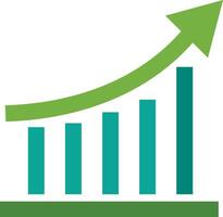 A graph with an upward arrow going up vector