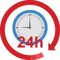 A clock with the words 24h on it vector