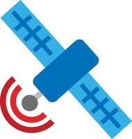 A satellite with a red and blue antenna vector