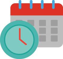 A calendar and clock icon on a white background vector