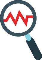 Magnifying glass icon with red arrow vector