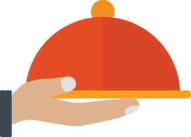 A hand holding a cloche over a white background vector