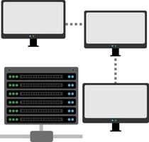 A computer with a monitor and a server vector