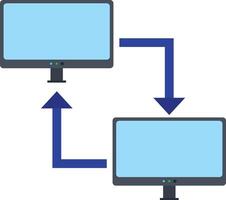 Two monitors connected to a computer vector