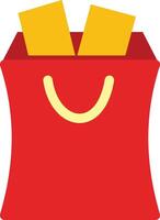 A red shopping bag with yellow paper inside vector