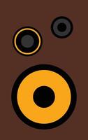 A brown and black background with a yellow and black speaker vector