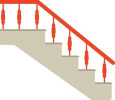 A stairway with red railings and a handrail vector