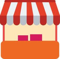 An icon of a store with a red and orange awning vector