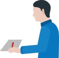 Man holding a pen and paper with a piece of paper vector