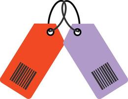 Two purple and orange tags with barcodes vector