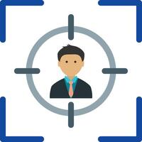 A man in a suit and tie is in the center of a crosshair vector