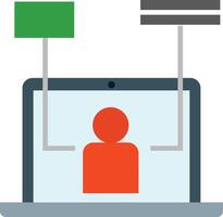 A laptop with a person on it and a green and red sign vector