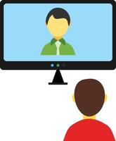 A man is watching a on a computer screen vector