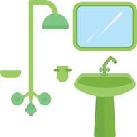 A bathroom with a sink, shower and toilet vector