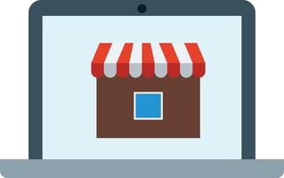 A laptop with a storefront on it vector