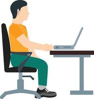 A man sitting at a desk with a laptop vector