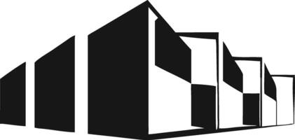 Abstract Minimalist Buildings Row Black And White vector