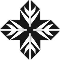 Abstract Geometric Cross Symbol Black And White vector