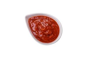 Red sauce or ketchup with salt and spices photo