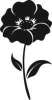 Black Flower Single Stem Design Element Graphic vector