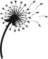 Dandelion Silhouette With Seeds Blowing In Wind vector
