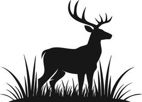 Deer In Grass Silhouette Image vector