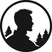 Man In Nature Silhouette Emblem Design vector