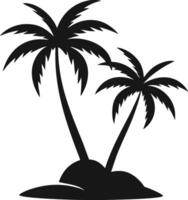 Silhouette Of Palm Trees On Island vector