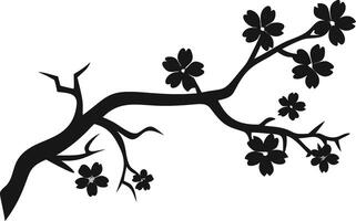 Silhouette Of Blooming Cherry Tree Branch vector