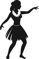 Silhouette Of Hula Dancer With Lei vector
