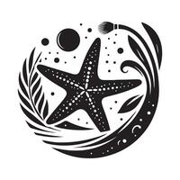 Black Starfish Silhouette for Ocean Graphics vector