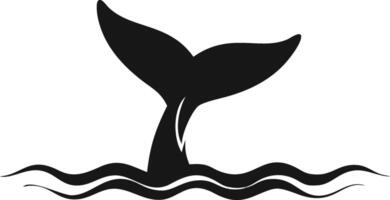 Whale Tail In Ocean Waves Icon vector