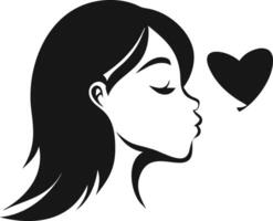 Woman Profile Blowing Kiss Heart Shape vector