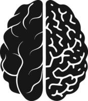 Stylized Human Brain In Black And White vector