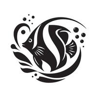 Moorish Idol Black Silhouette for Art and Design Projects vector
