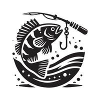 Climbing Perch Fish Silhouette for Digital Art Projects vector