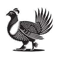 Abstract Greater Sagegrouse Black Silhouette vector