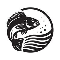 Black Climbing Perch Fish Silhouette for Creative Use vector