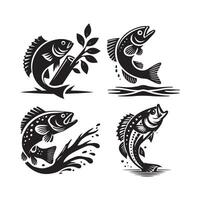 Climbing Perch Fish Silhouette Black for Web and Print vector