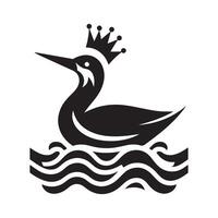 Clean and Minimal King Eider Black Silhouette Art vector