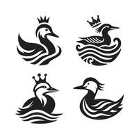 Unique Black King Eider Silhouette for Artistic Creations vector