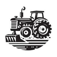 Stylish Farm Tractor Black Silhouette for Visual Projects vector