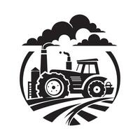 Detailed Farm Tractor Black Silhouette for Print Projects vector