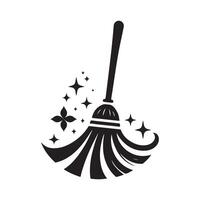 Black Broom Silhouette for Logos and Branding vector