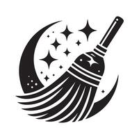 Artistic Broom Black Silhouette for Graphics vector